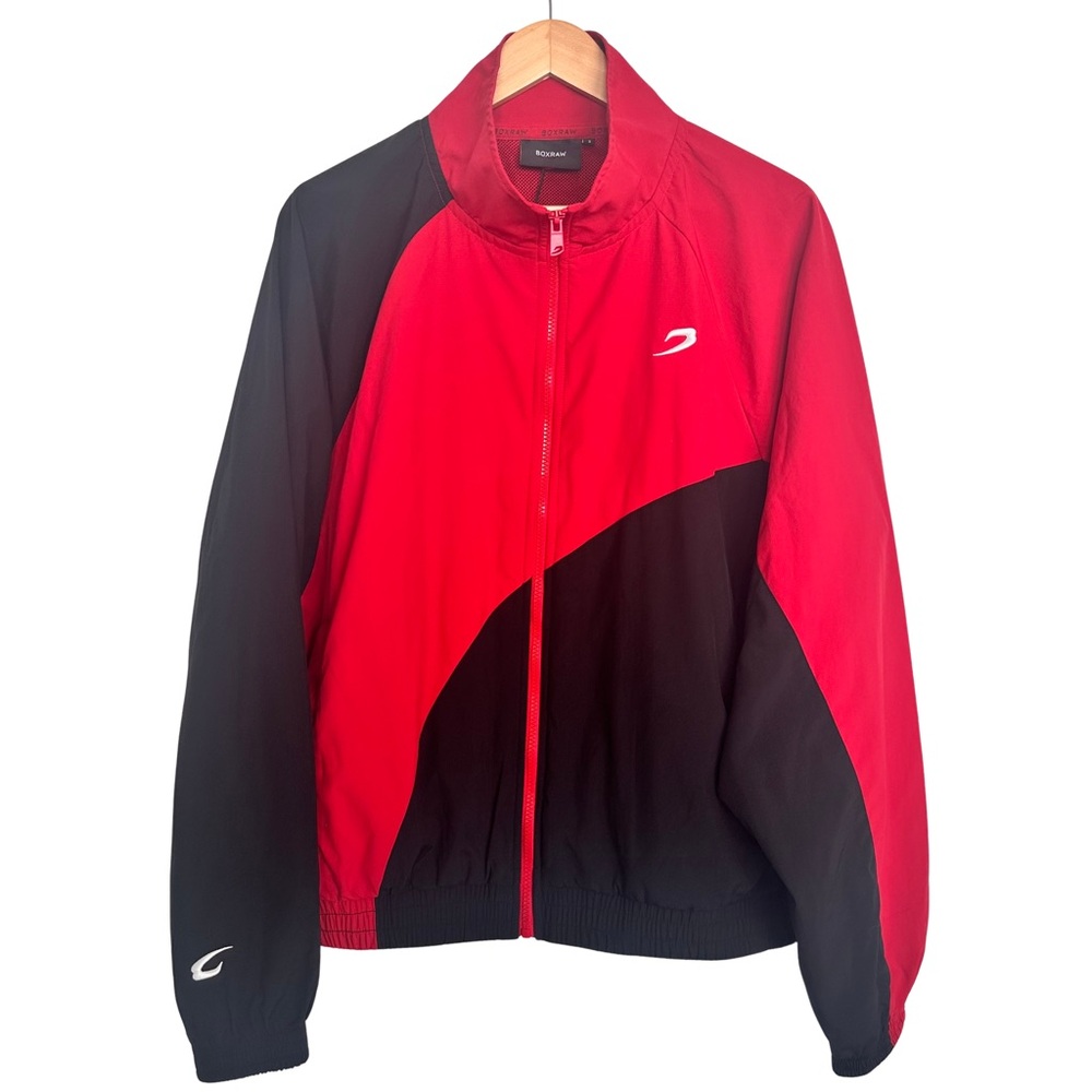 BOXRAW Red Black Williams Track Jacket SZ Small Athletic Zip Up Streetwear NWT